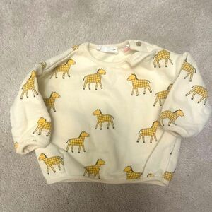 Zara Cream and Yellow Horse Print Sweatshirt